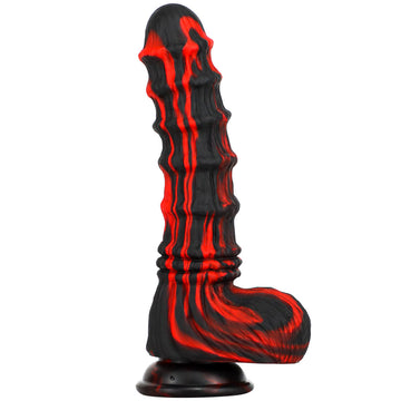 Dark Bamboo Ribbed Silicone Fantasy Dildo
