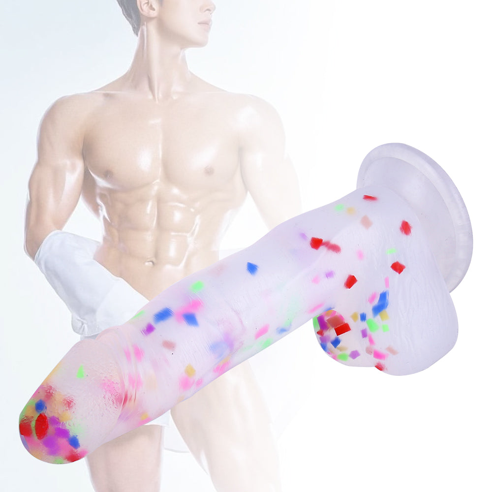 7 Inch Confetti Jelly Strap On Dildo