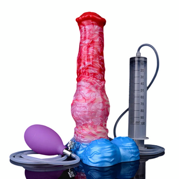 9 Inch Red Silicone Horse Inflatable Cum Dildo