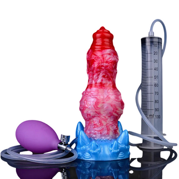 Red Dog Knot 7 Inch Inflatable Squirting Dildo