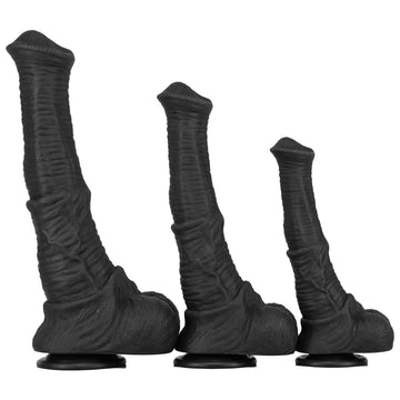 Black Hores Cock Three Size Silicone Dildo