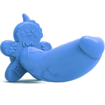 7 Inch Blue Cute Gingerbread Man Pegging Dildo