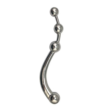 7 Inch Curved Beaded Metal Dildo