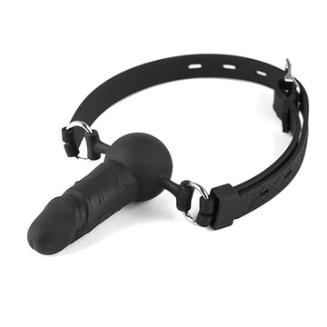 Black Silicone Strap On Dildo Gag