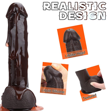 9 Inch Black Heated Vibrating Thrusting Dildo