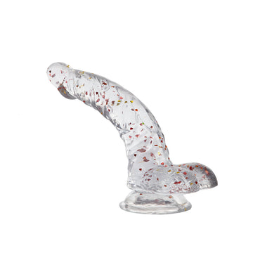 8 Inch Clear Glitter Curved G Spot Dildo