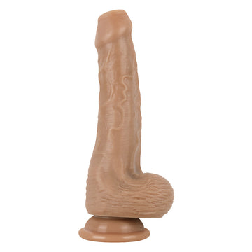 8 Inch Brown Silicone Dildo With Foreskin