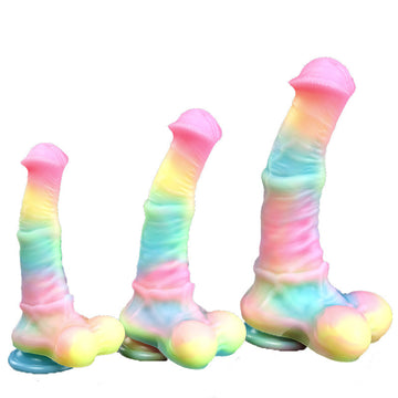 Glow in the Dark Rainbow Color Horse Dildo