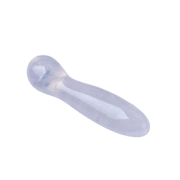 7 Inch White Transparent Massage Crystal Dildo
