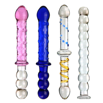Beaded Textured Double Glass Dildo