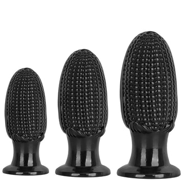 Black PVC Corn Cob Huge Butt Plug
