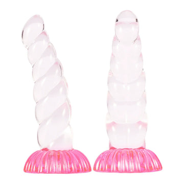 Silicone Clear Ribbed Suction Cup Unicorn Dildo