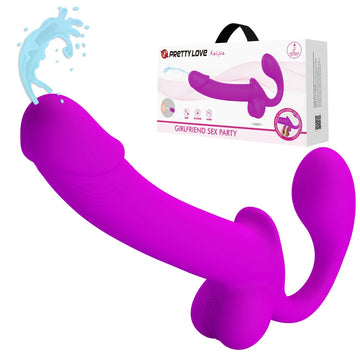 Purple Silicone Squirting Strapless Dildo