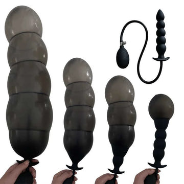 Silicone Beads Black Anal Inflatable Dildo