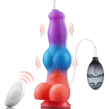 Three Color Dog Knot Vibrating Squirting Dildo