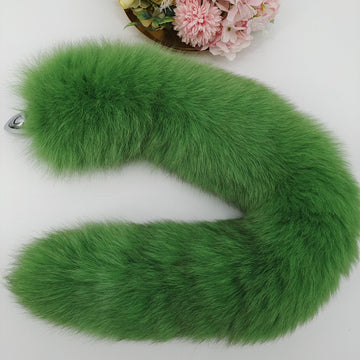 Green Luxury Stainless Steel Fox Tail Butt Plug