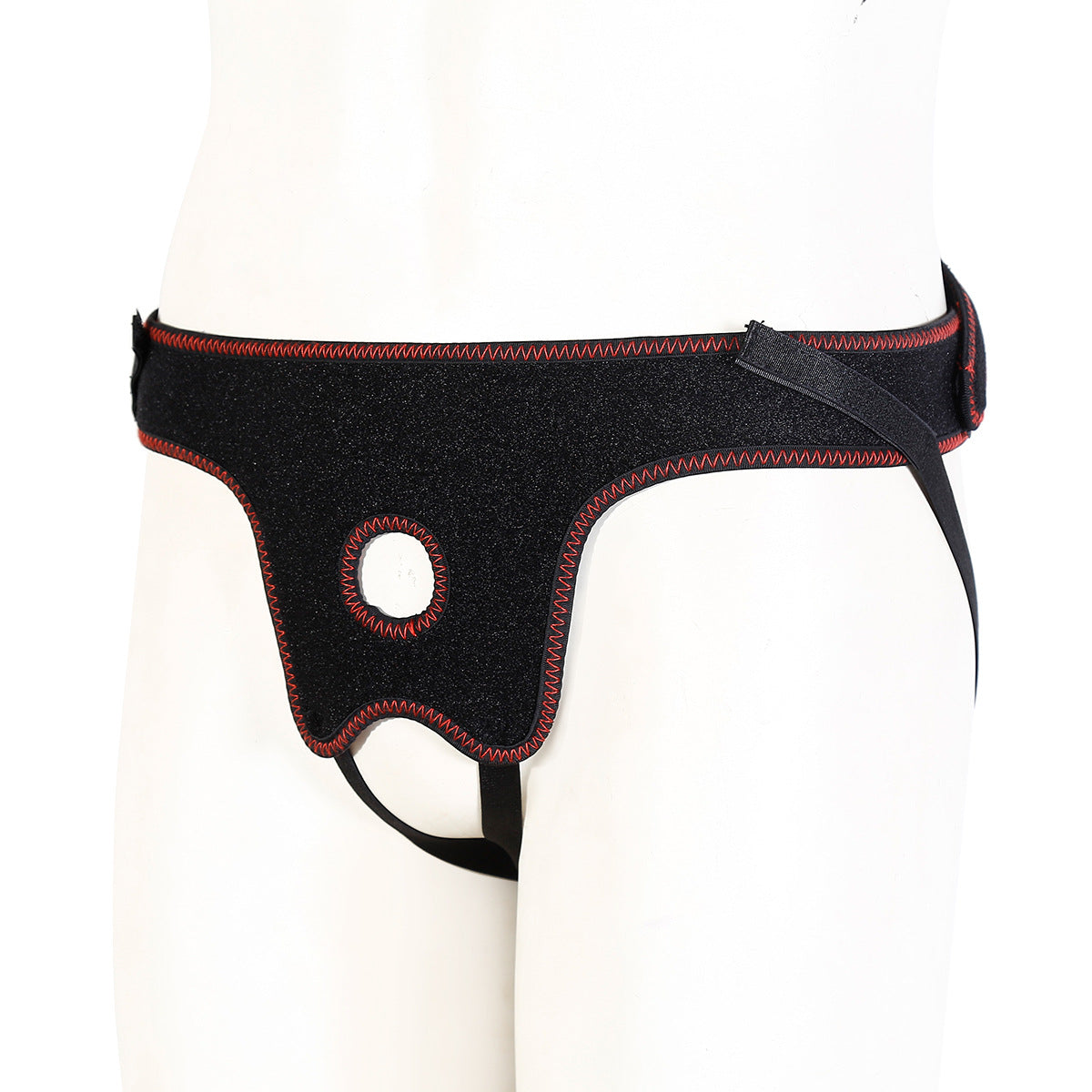 Black Red Adjustable Velcro Strap On Harness