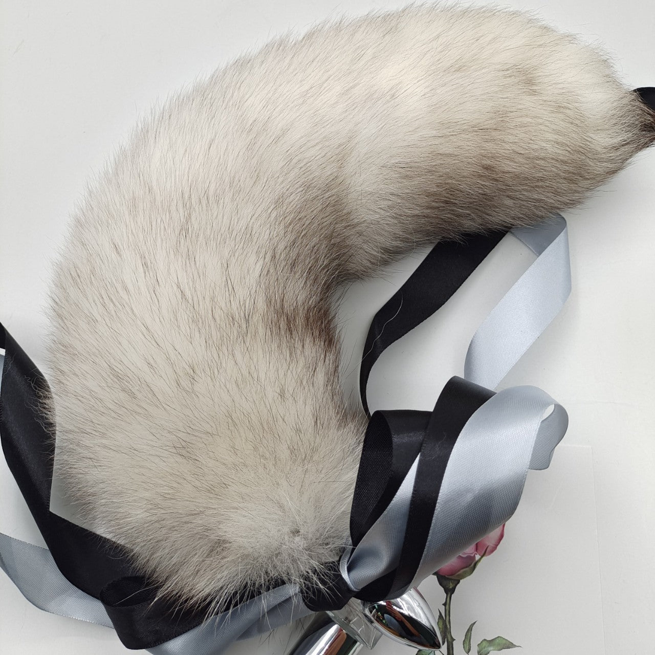 Grey Furry Real Fur Fox Tail Butt Plug