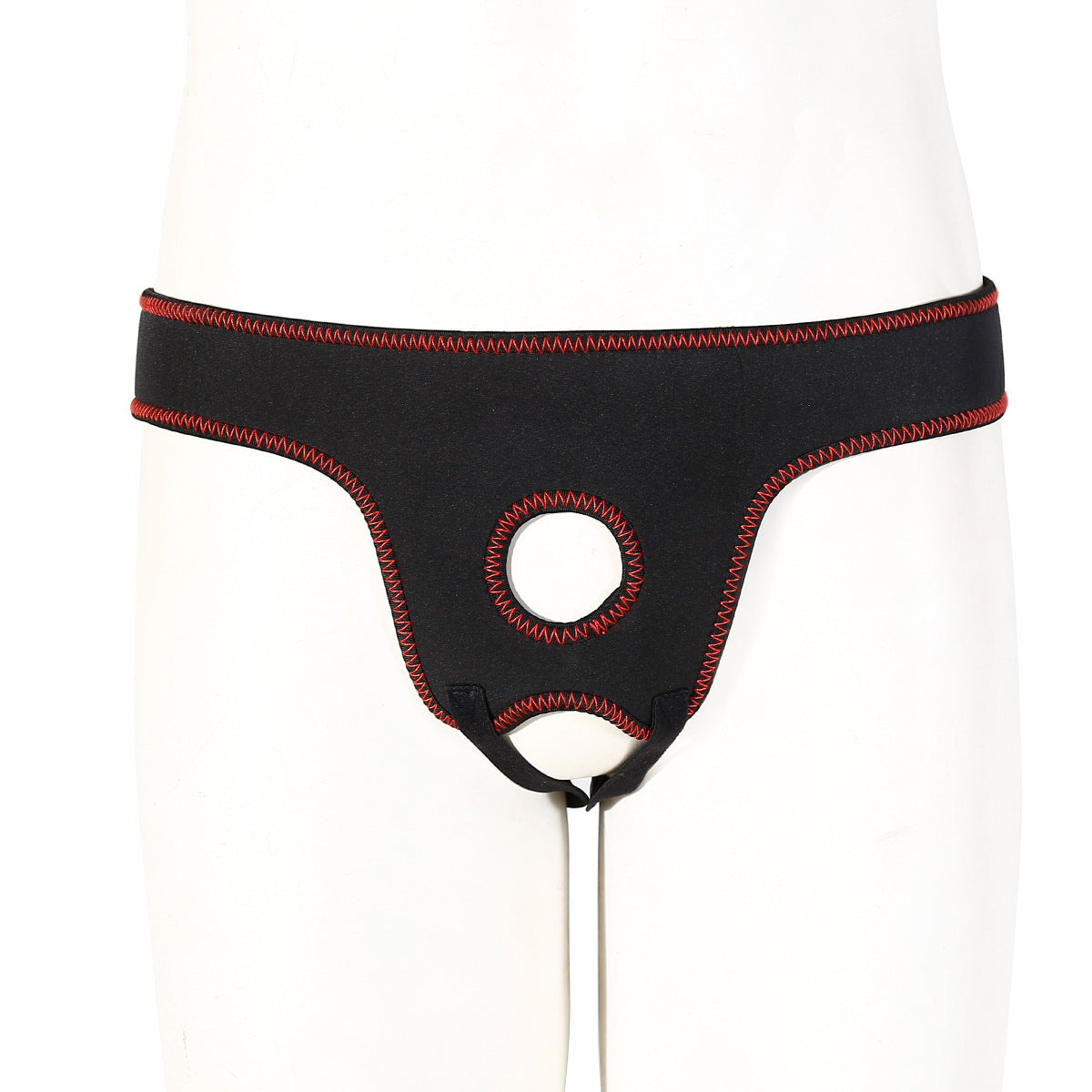 Black Red Adjustable Velcro Strap On Harness