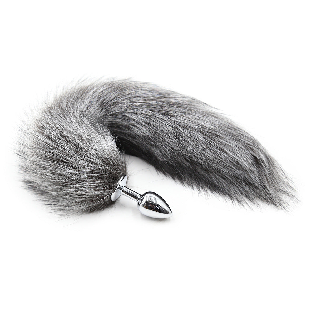 Grey Furry Animal Fox Tail Butt Plug