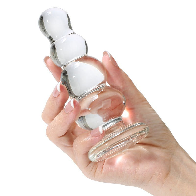 5 Inch Beaded Clear Glass Anal Dildo