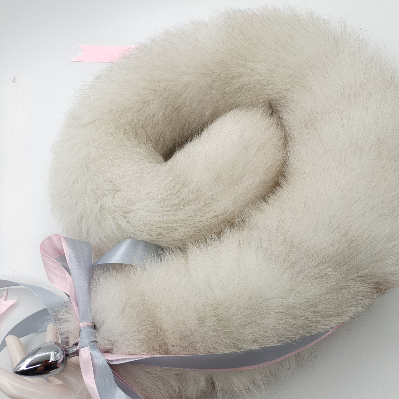 Grey Furry Real Fur Fox Tail Butt Plug
