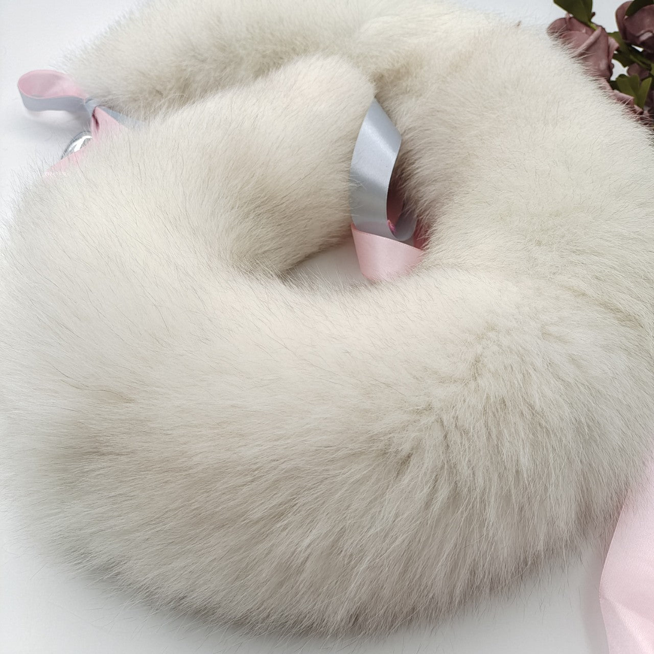 Grey Furry Real Fur Fox Tail Butt Plug