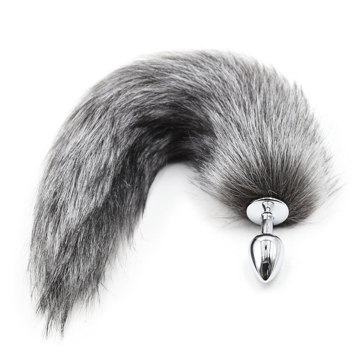 Grey Furry Animal Fox Tail Butt Plug