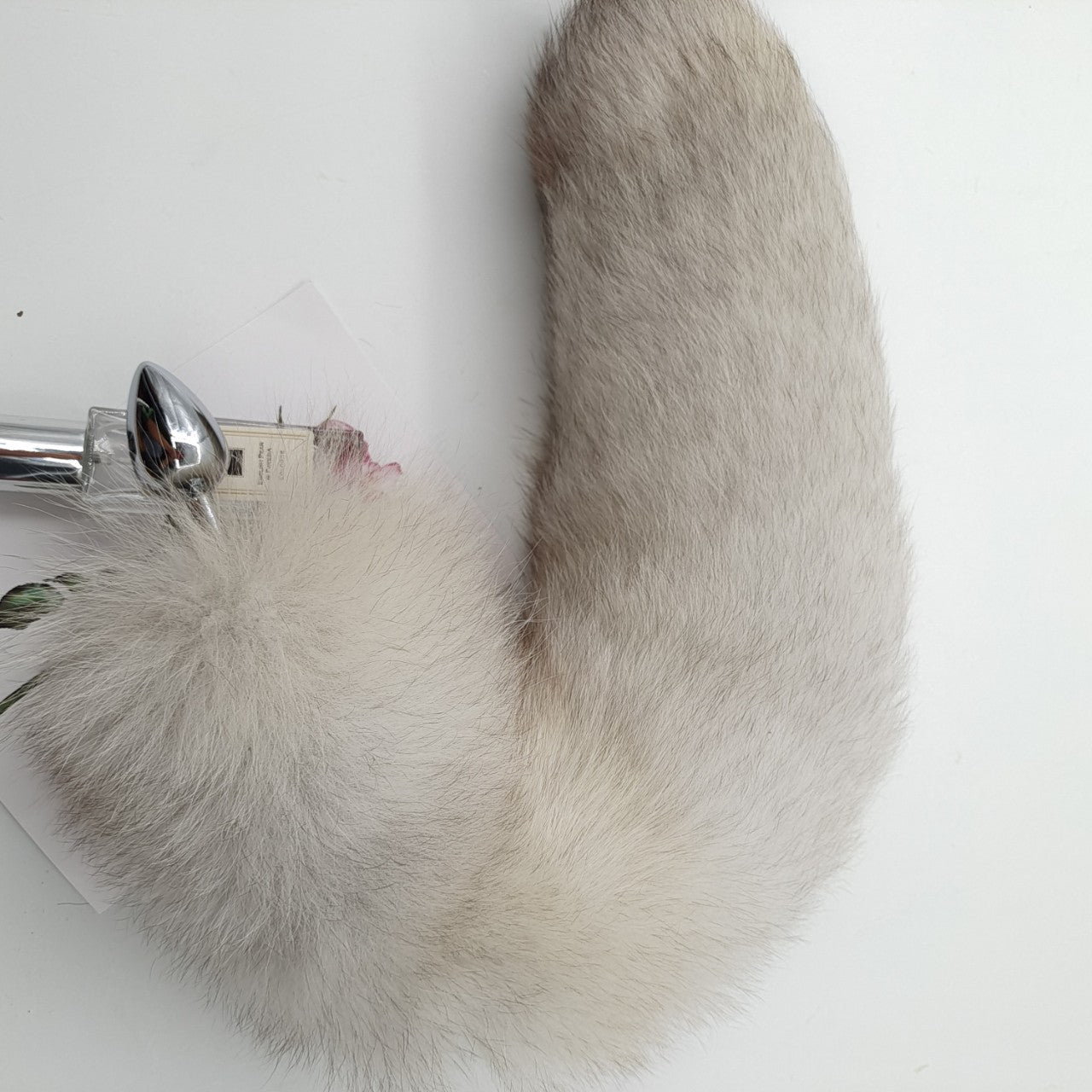 Grey Furry Real Fur Fox Tail Butt Plug