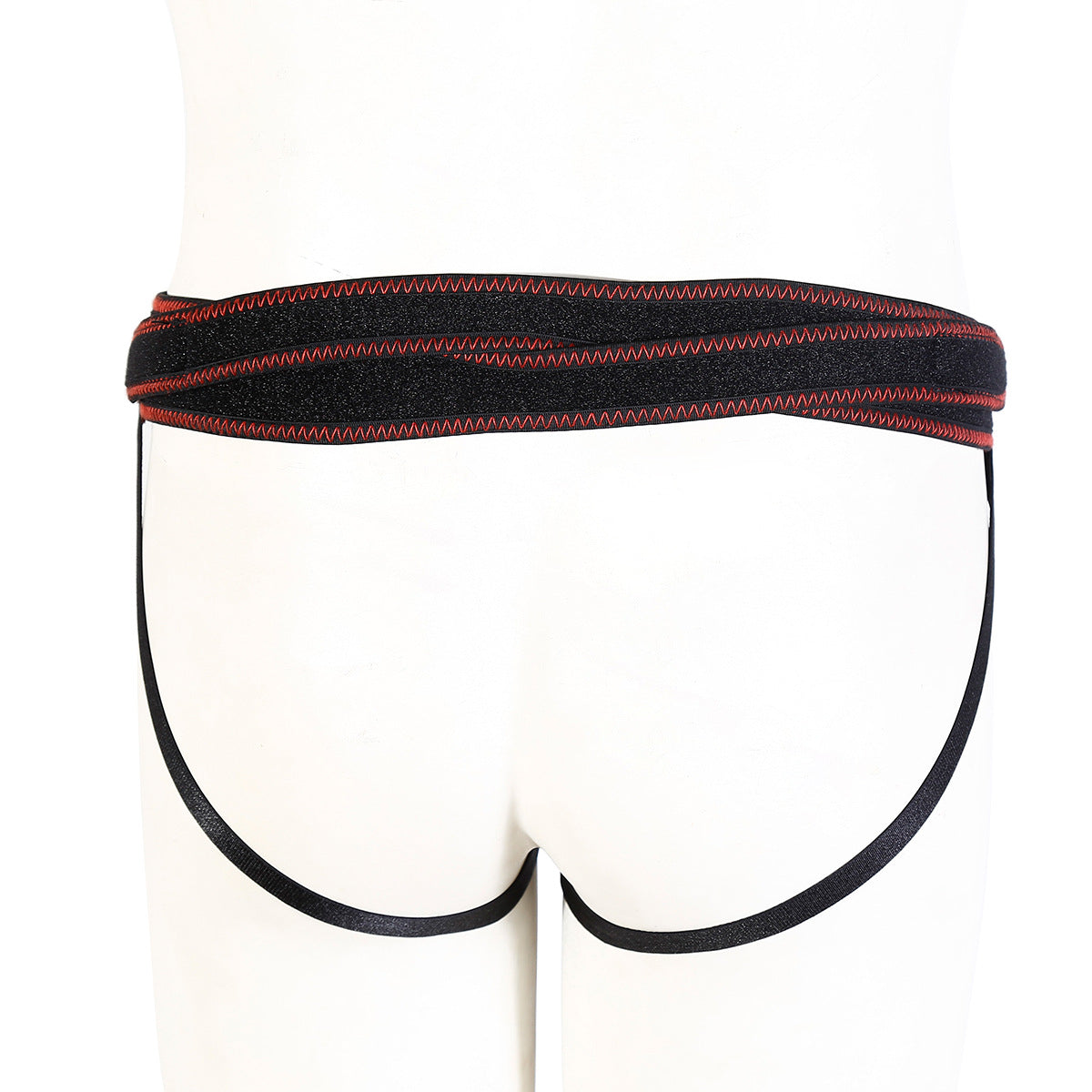 Black Red Adjustable Velcro Strap On Harness