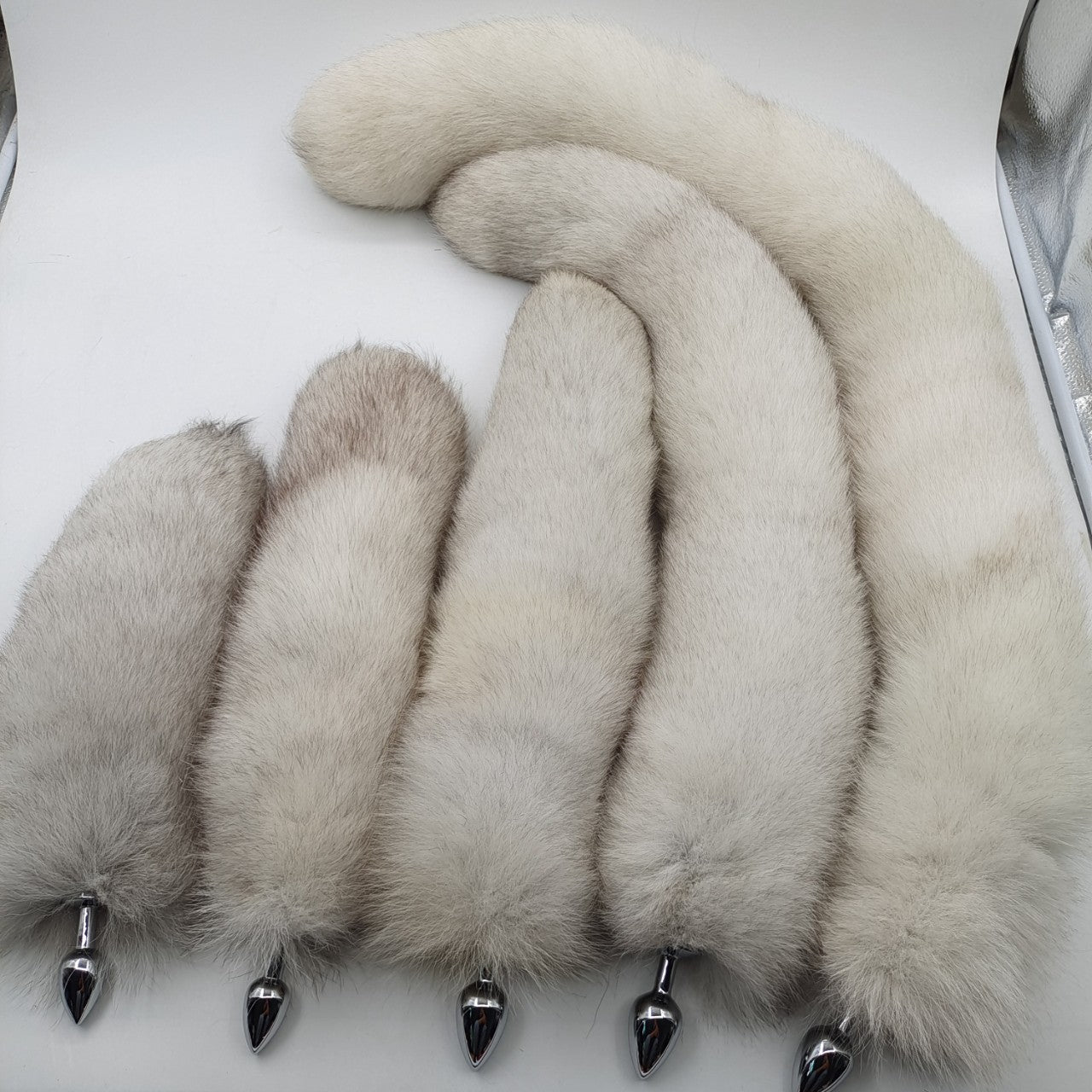 Grey Furry Real Fur Fox Tail Butt Plug
