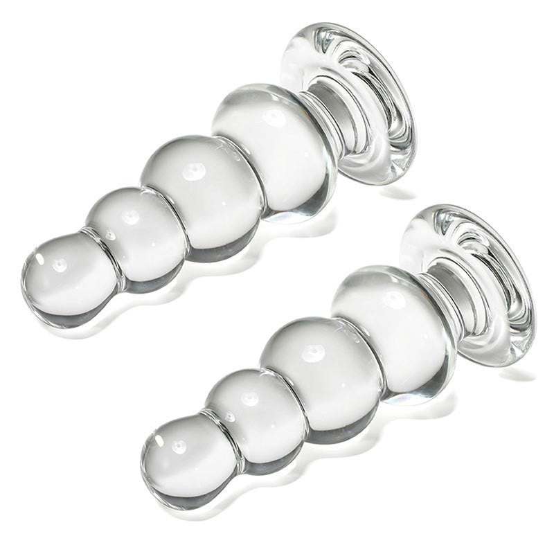 5 Inch Beaded Clear Glass Anal Dildo
