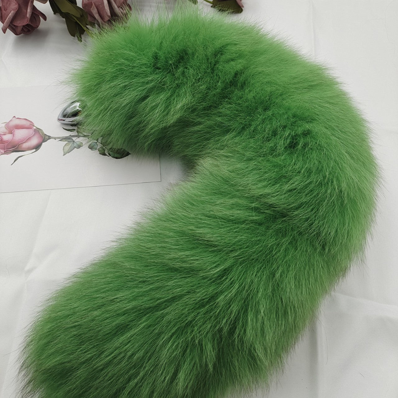 Green Luxury Stainless Steel Fox Tail Butt Plug