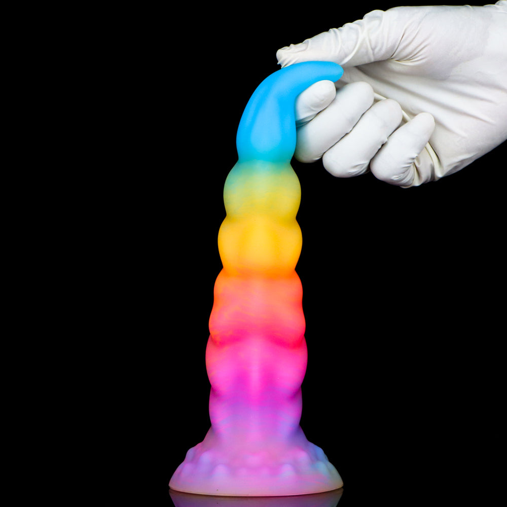 Ribbed Luminous Anal Rainbow Dildo