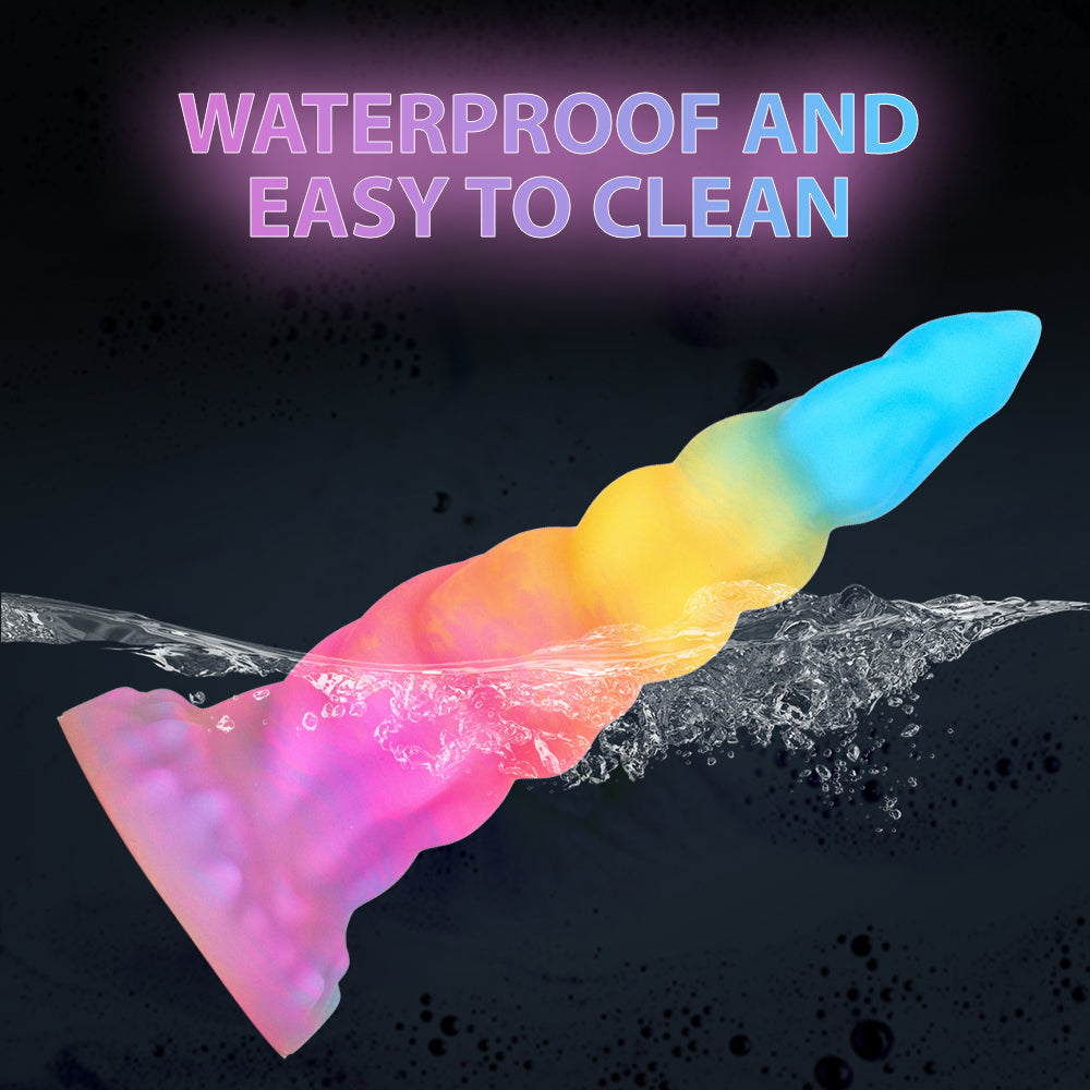 Ribbed Luminous Anal Rainbow Dildo