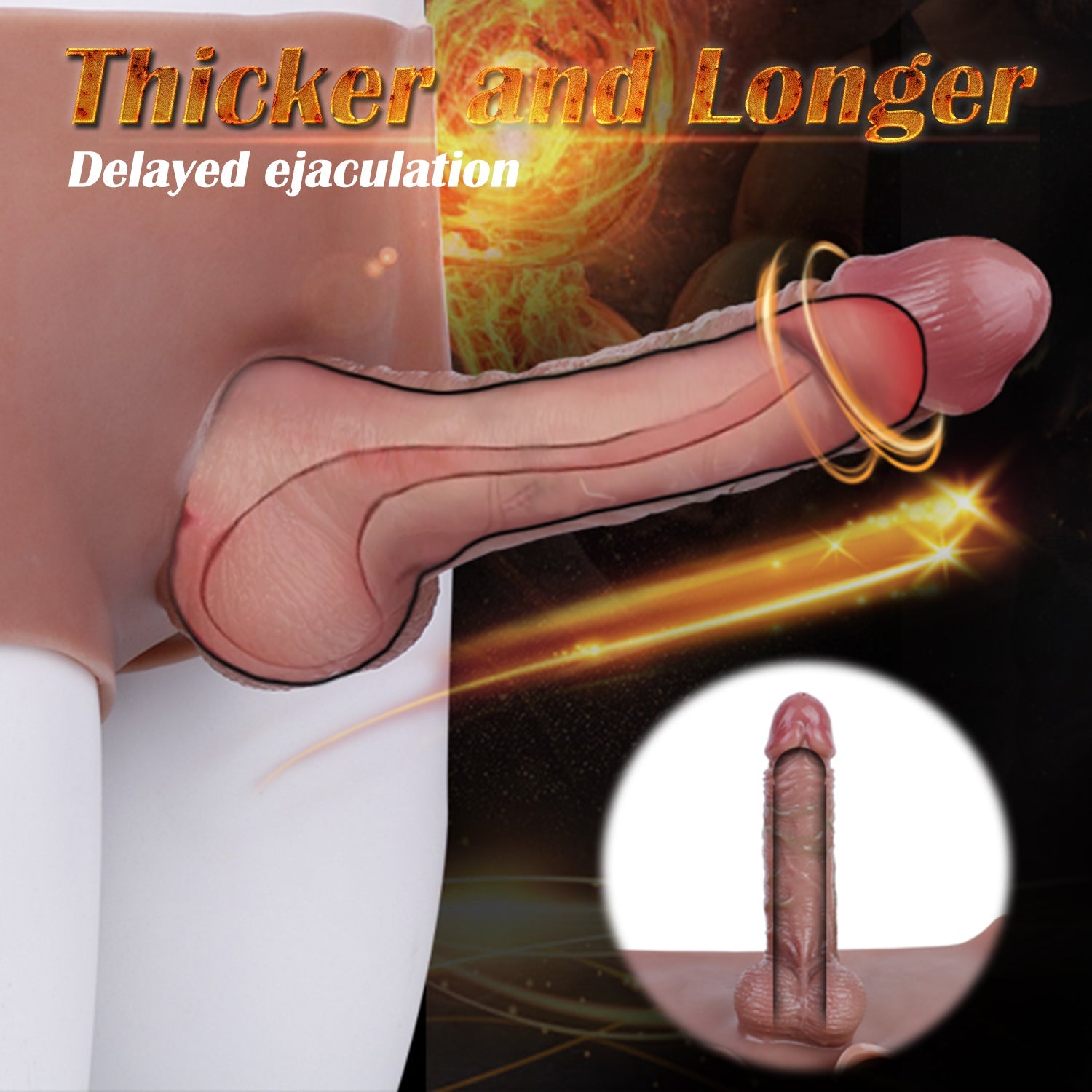 Realistic Textured Cock 7 Inch Hollow Dildo Panties