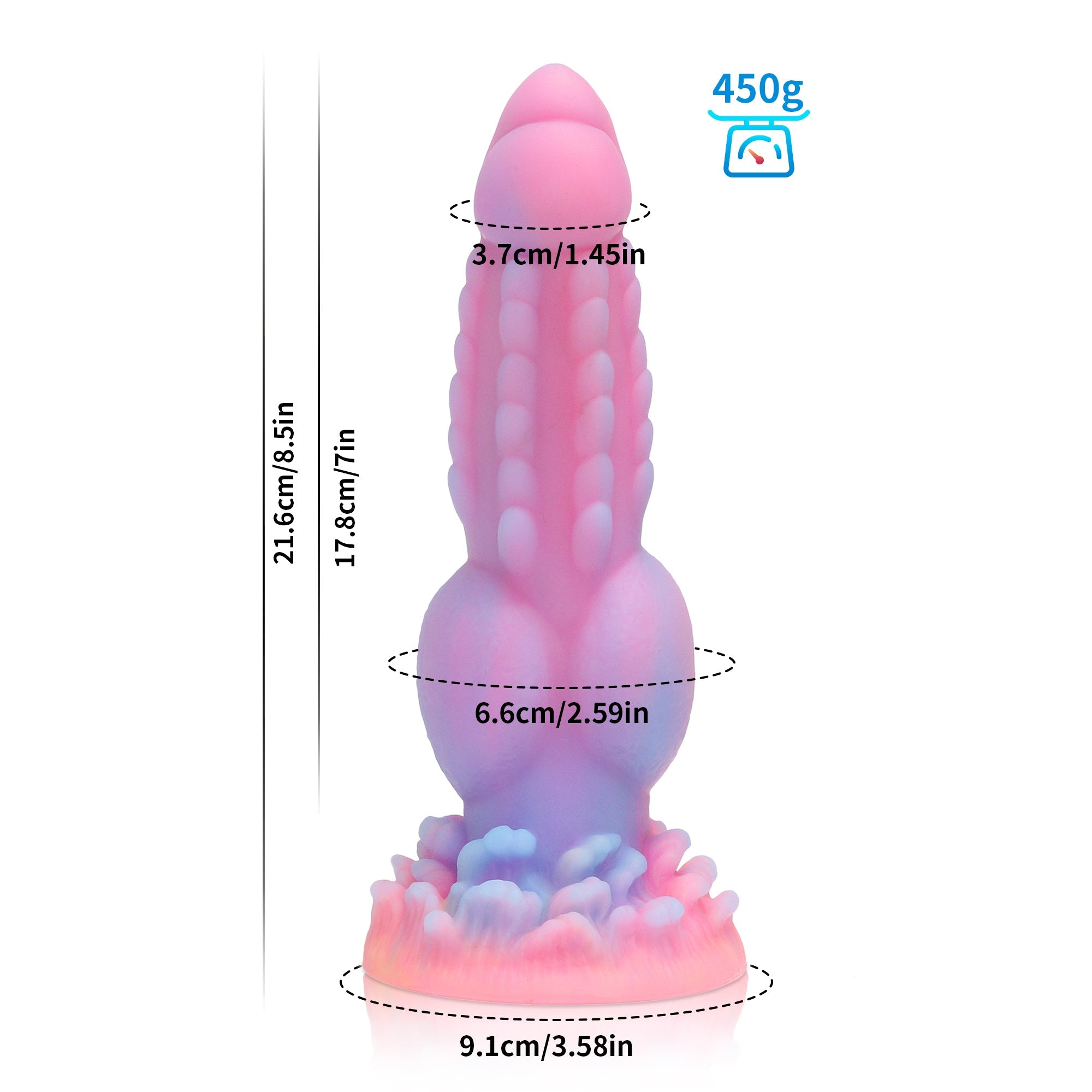 8 Inch Unique Silicone Night light Anal Dildo
