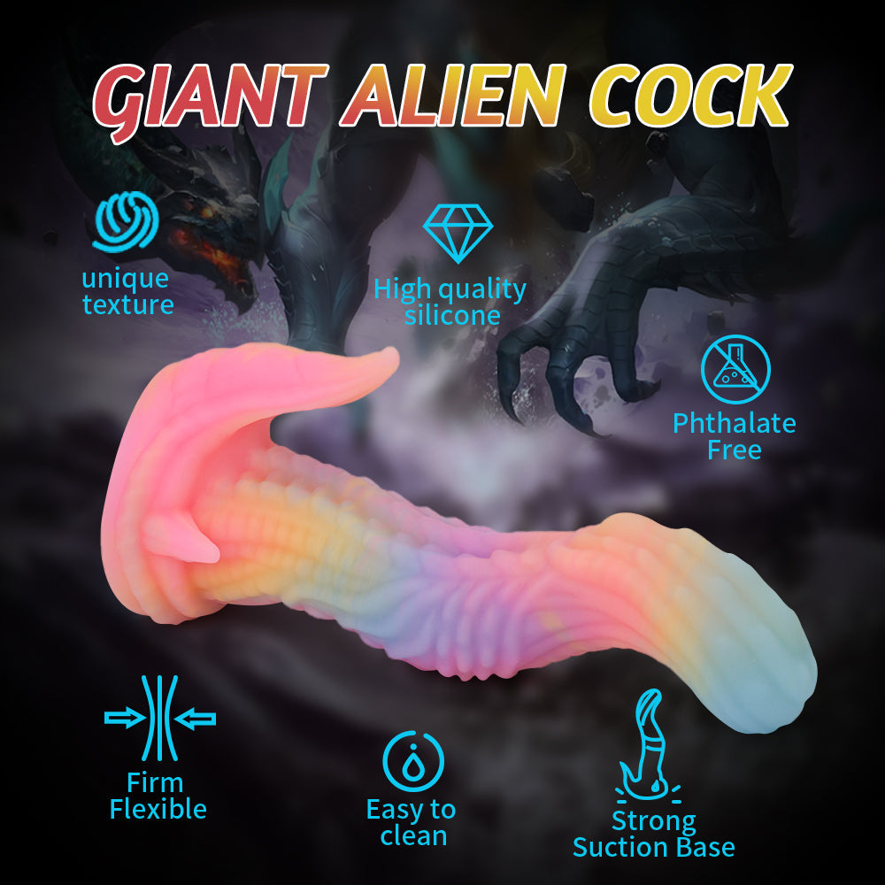 Rainbow Luminous Anal Alien Dragon Dildo