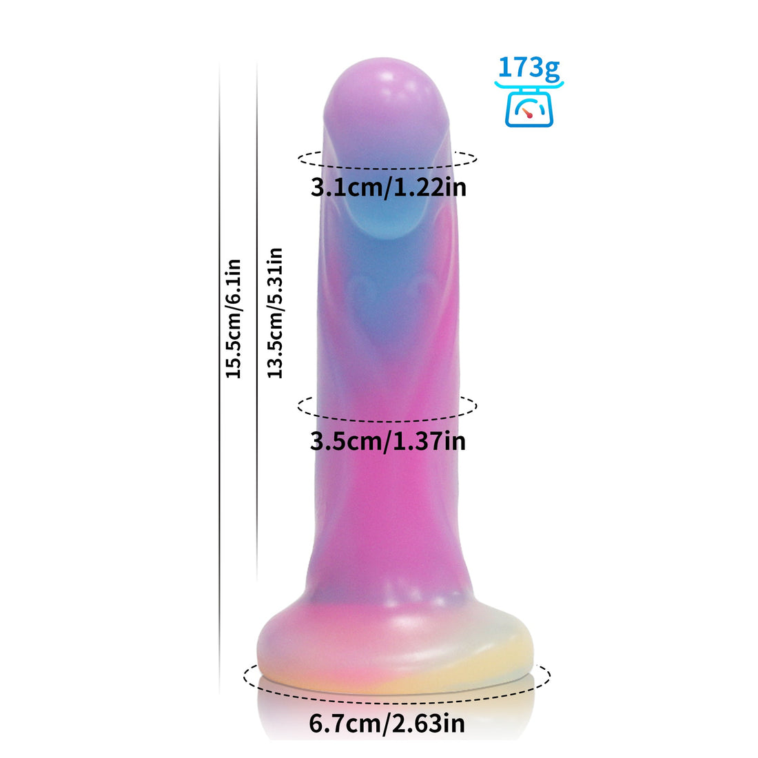 6 Inch Glow In The Dark Curved P Spot Anal Dildo