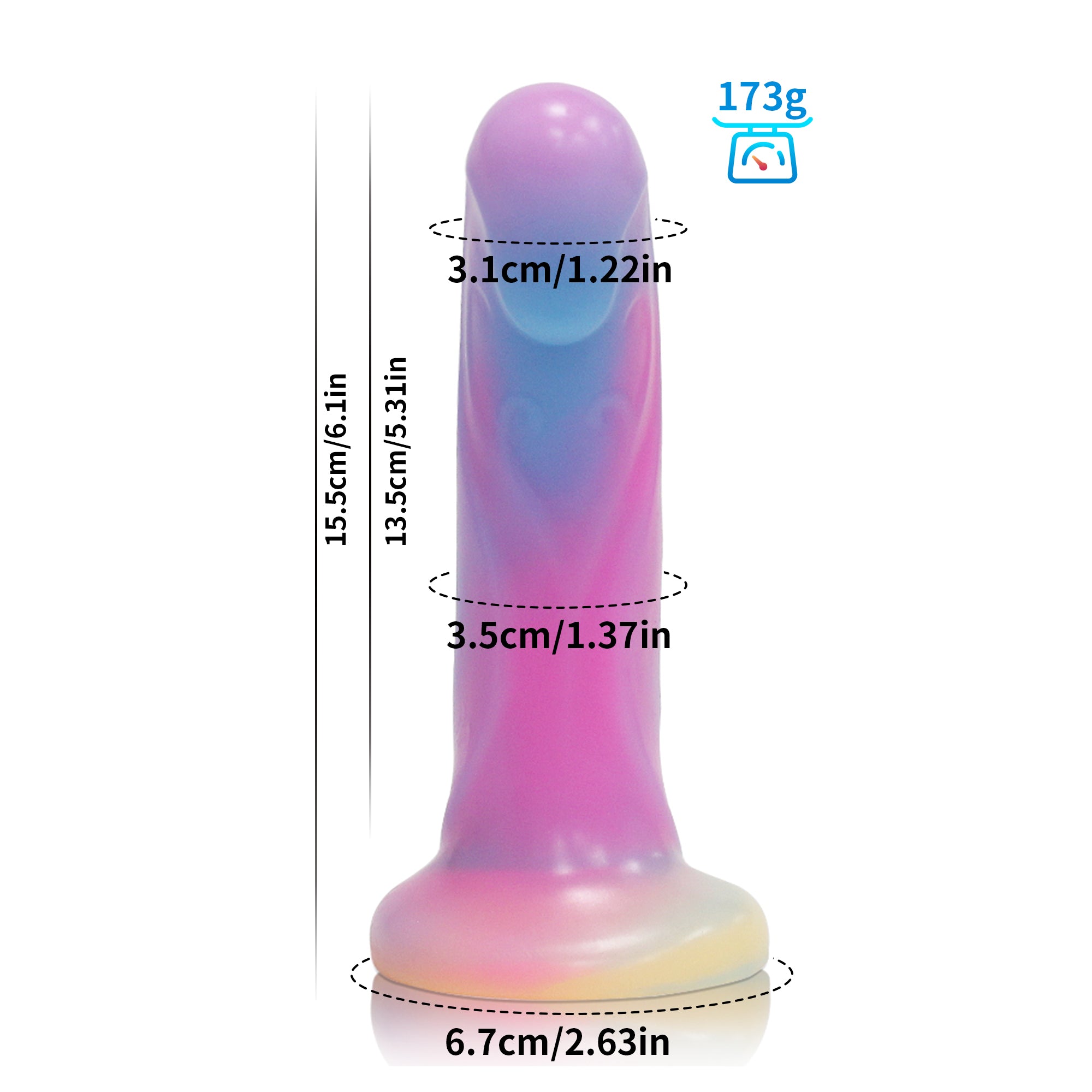 6 Inch Glow In The Dark Curved P Spot Anal Dildo
