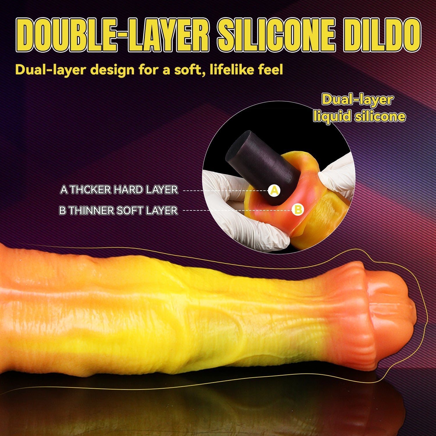 Dual Density Large Realistic Horse Penis Dildo