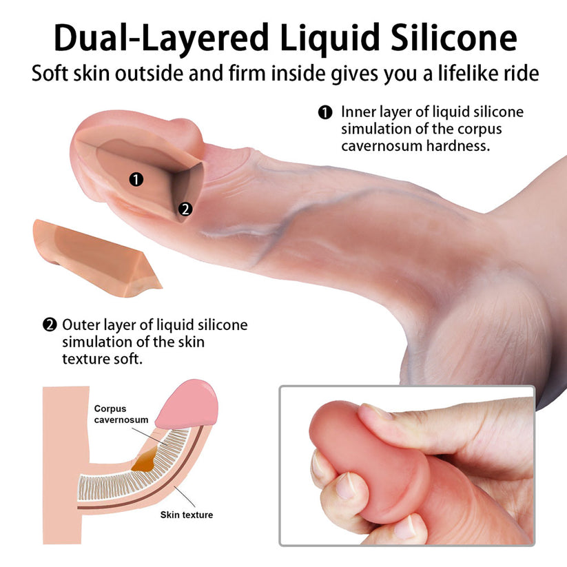 Gode ​​réaliste en silicone liquide à double couche