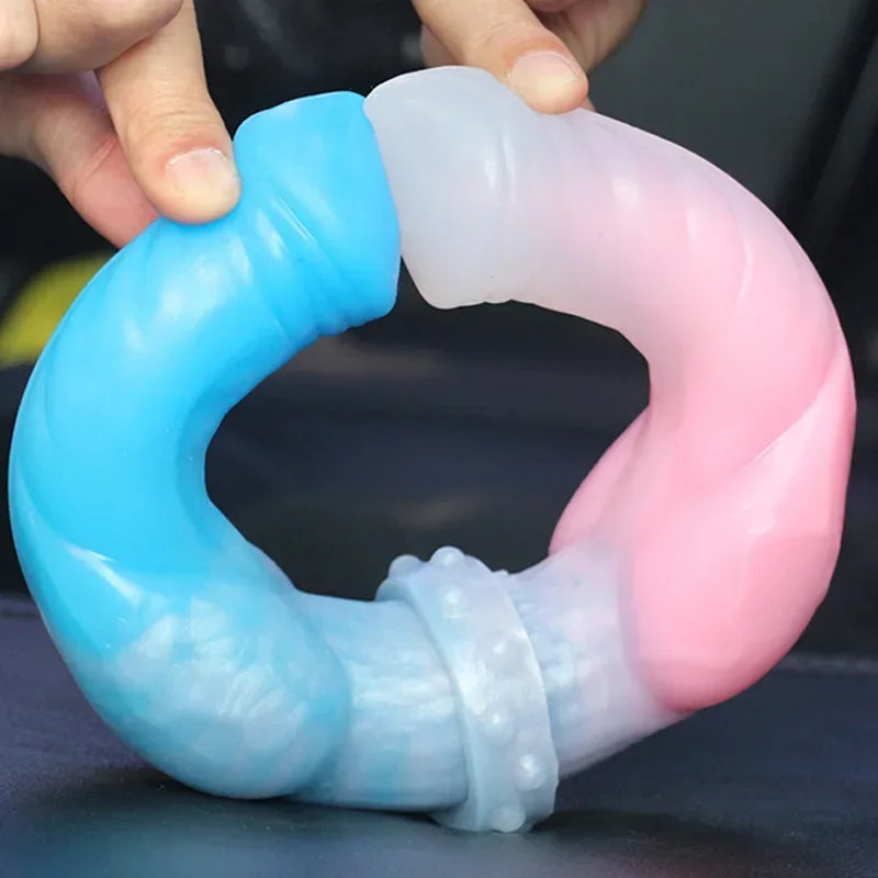 Blue Pink Knot Dog Double Dildo