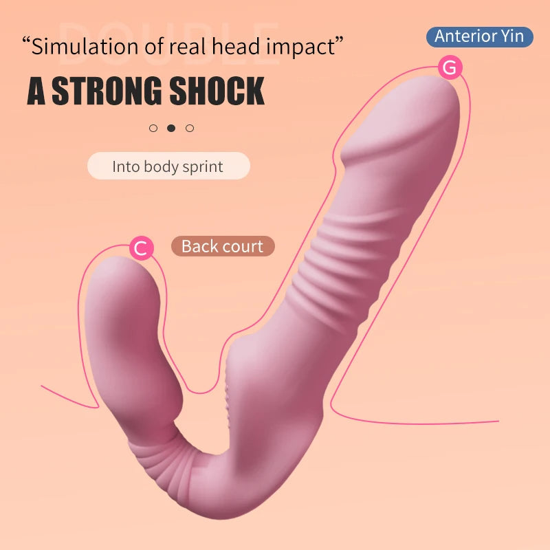 Pink Remote Control Thrusting Strapless Dildo