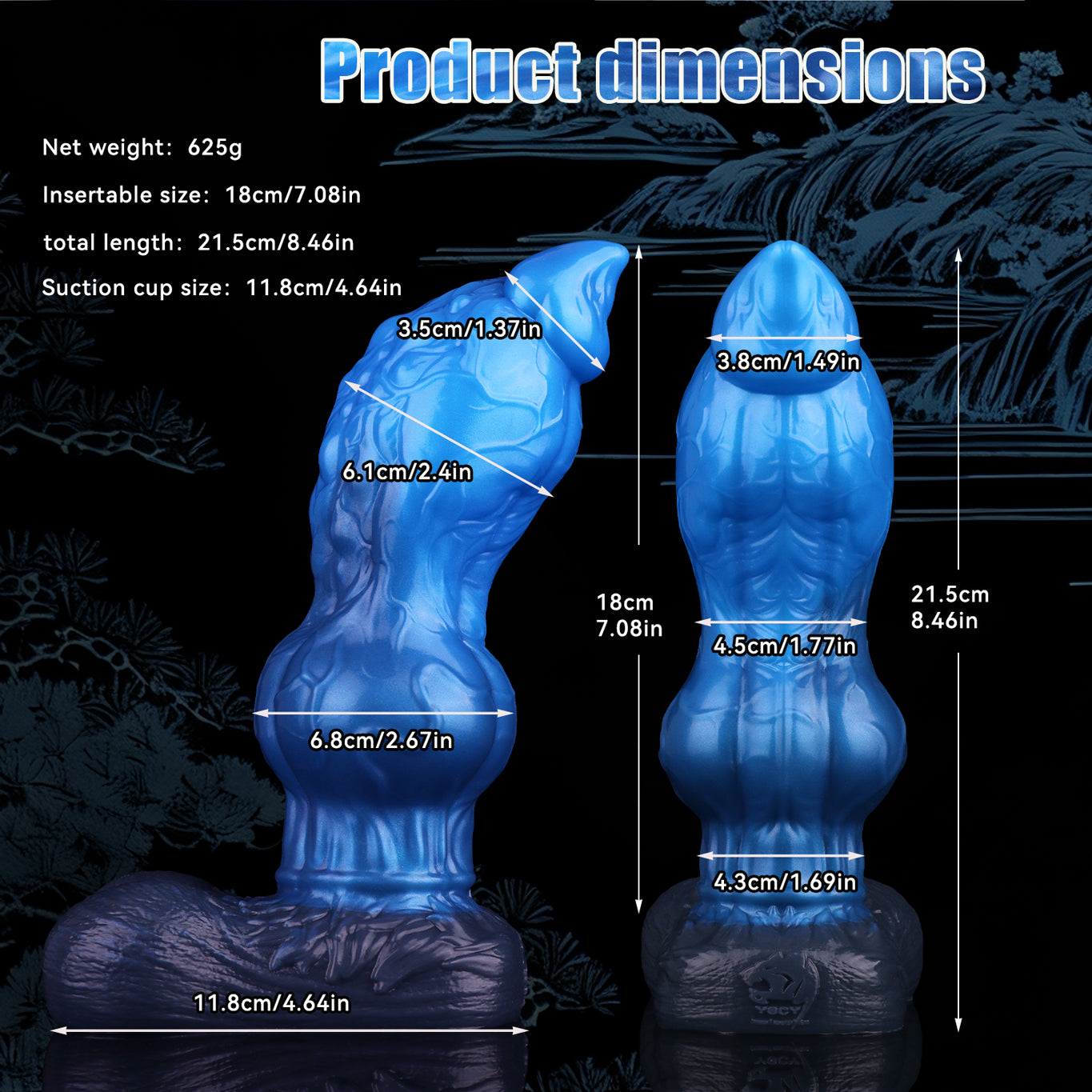 8 Inch Blue Dual Density Dog Knot Dildo