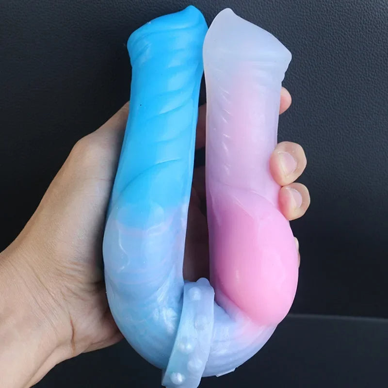 Blue Pink Knot Dog Double Dildo