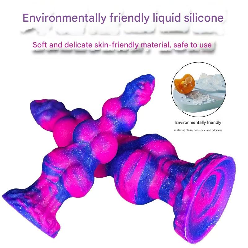 Huge Colorful Glitter Wolf Knot Dildo