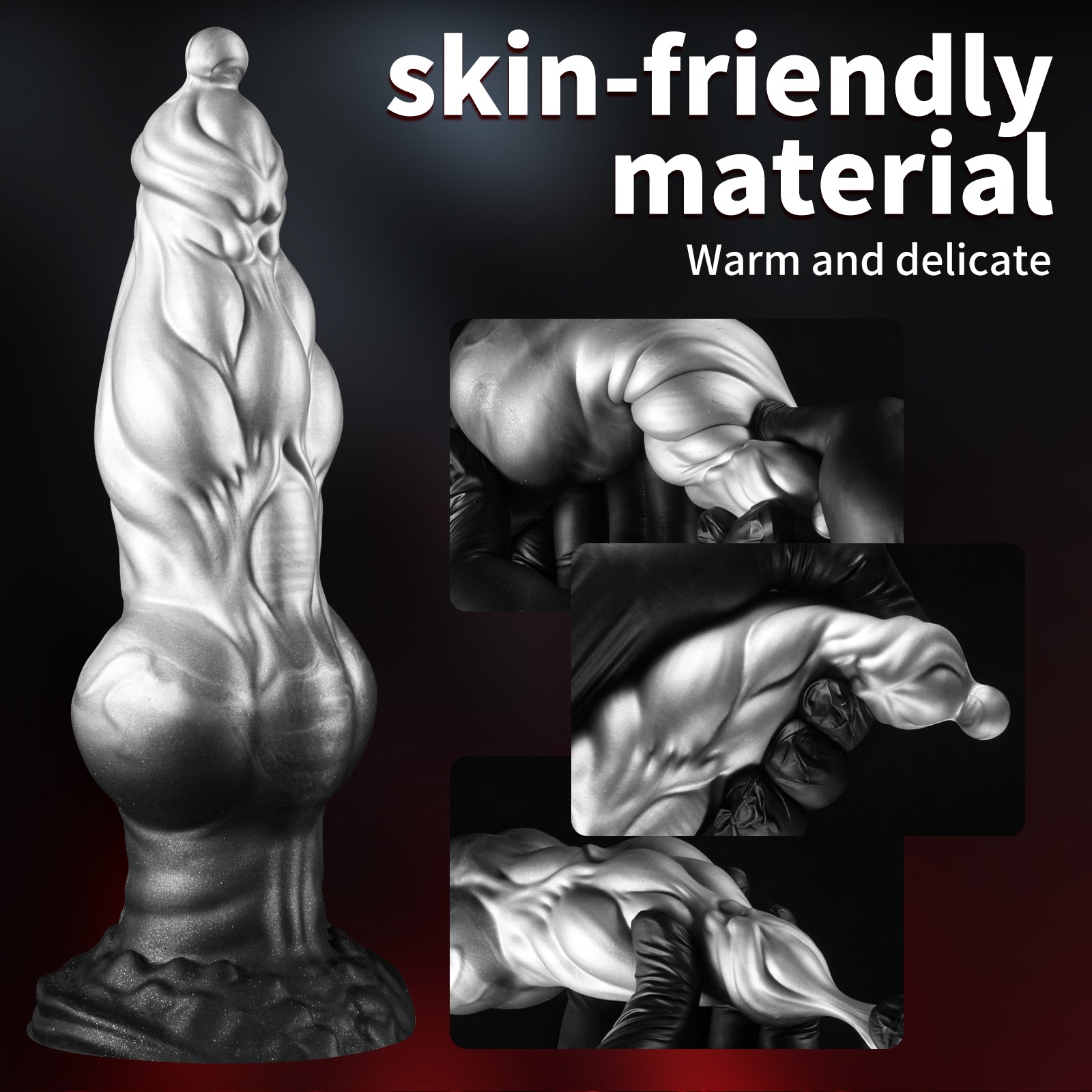 8 Inch Silver Fantasy Silicone Knot Dildo