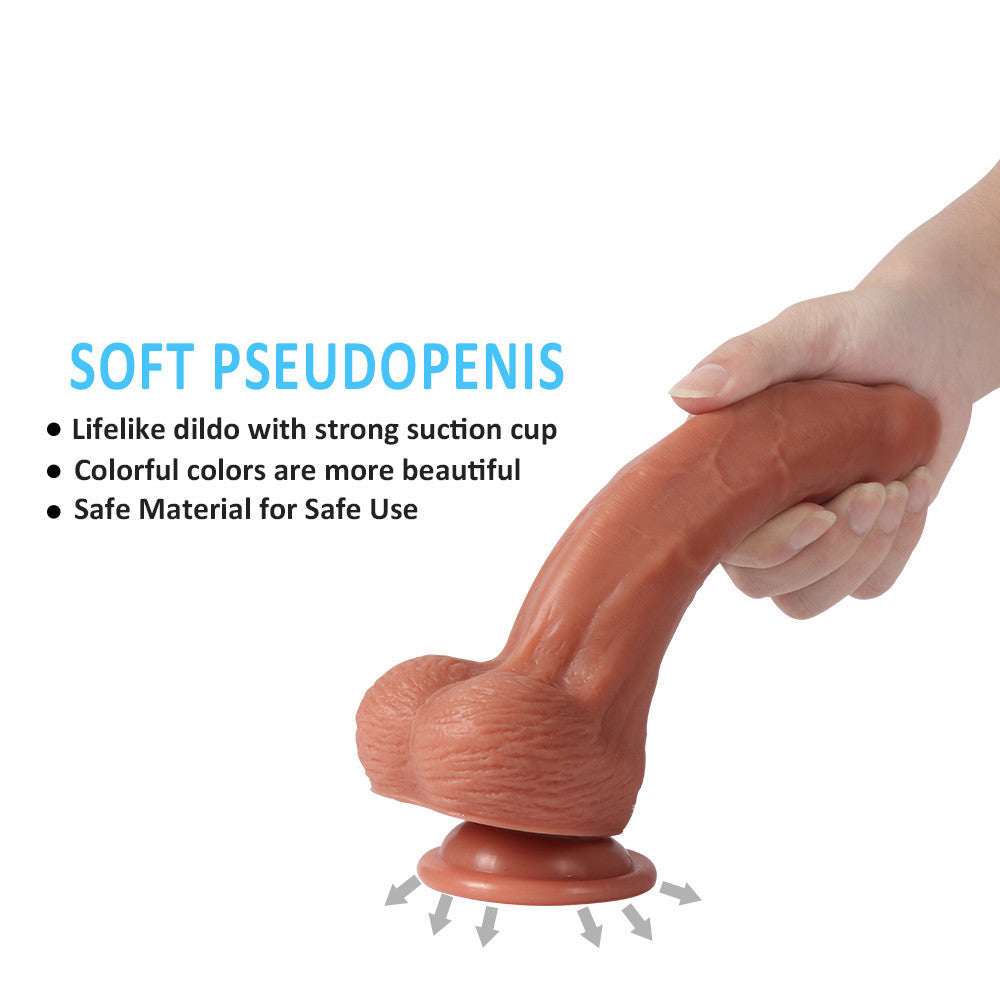 8 Inch Realistic Silicone Dildo With Foreskin