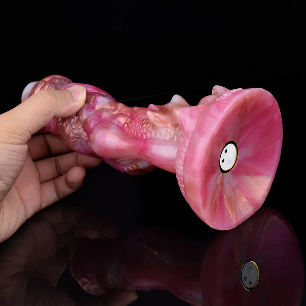 8 Inch Pink Silicone Vibrating Dragon Dildo